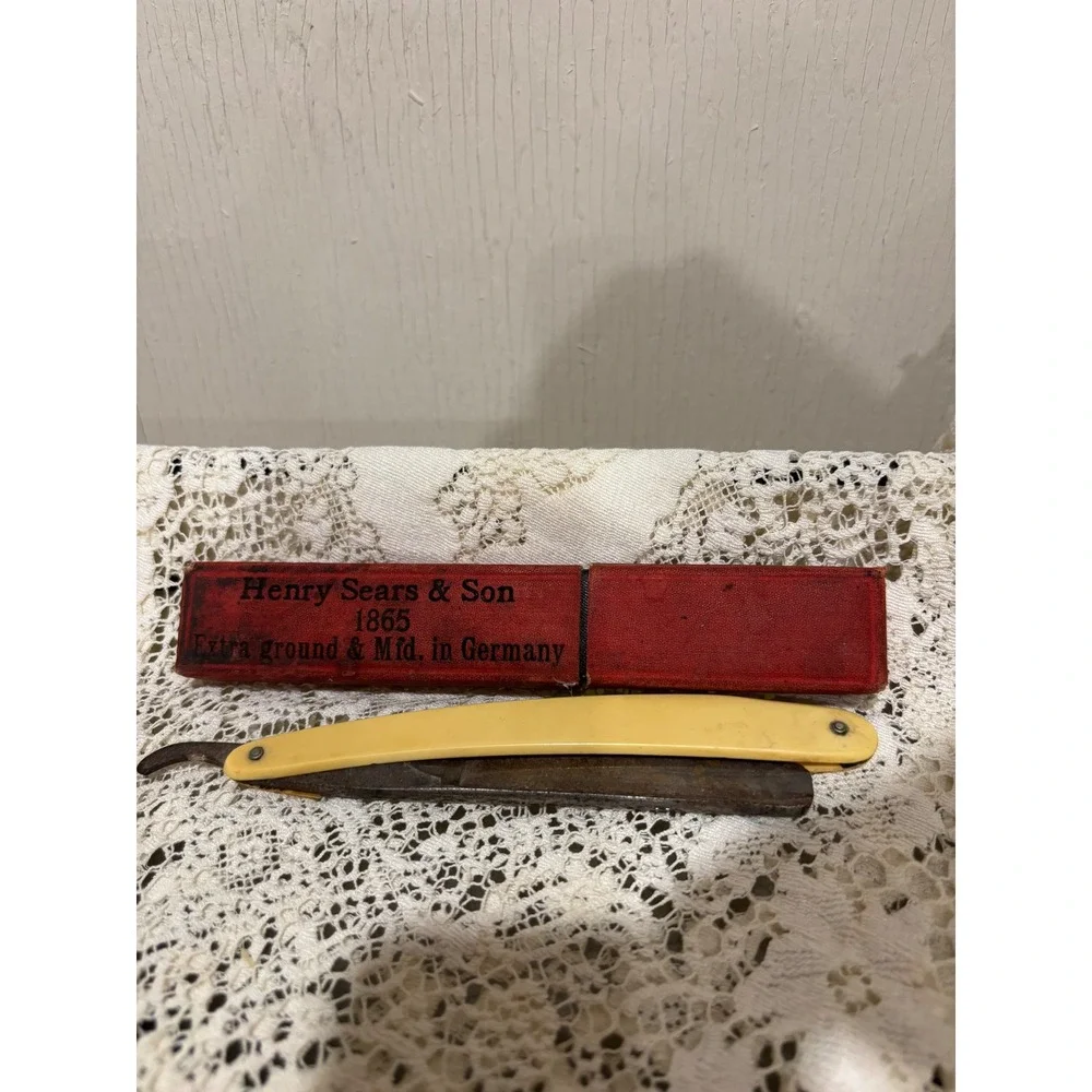 Antique Henry Sears & Son 1865 Straight Razor Solingen Germany with Original Box